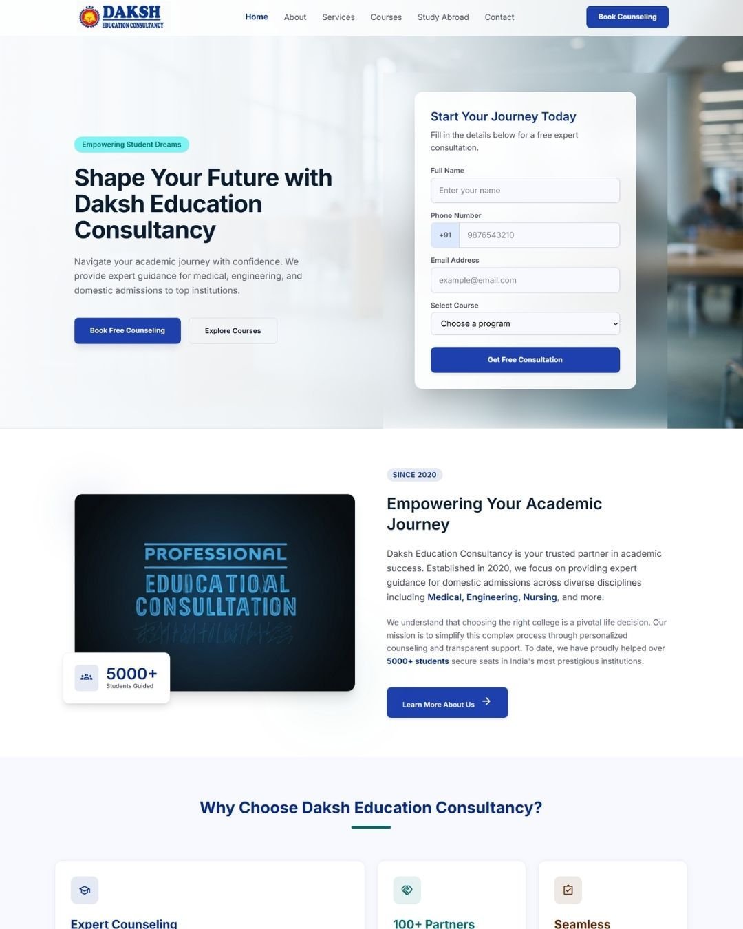 Daksh Education Consultancy - Web Development Portfolio