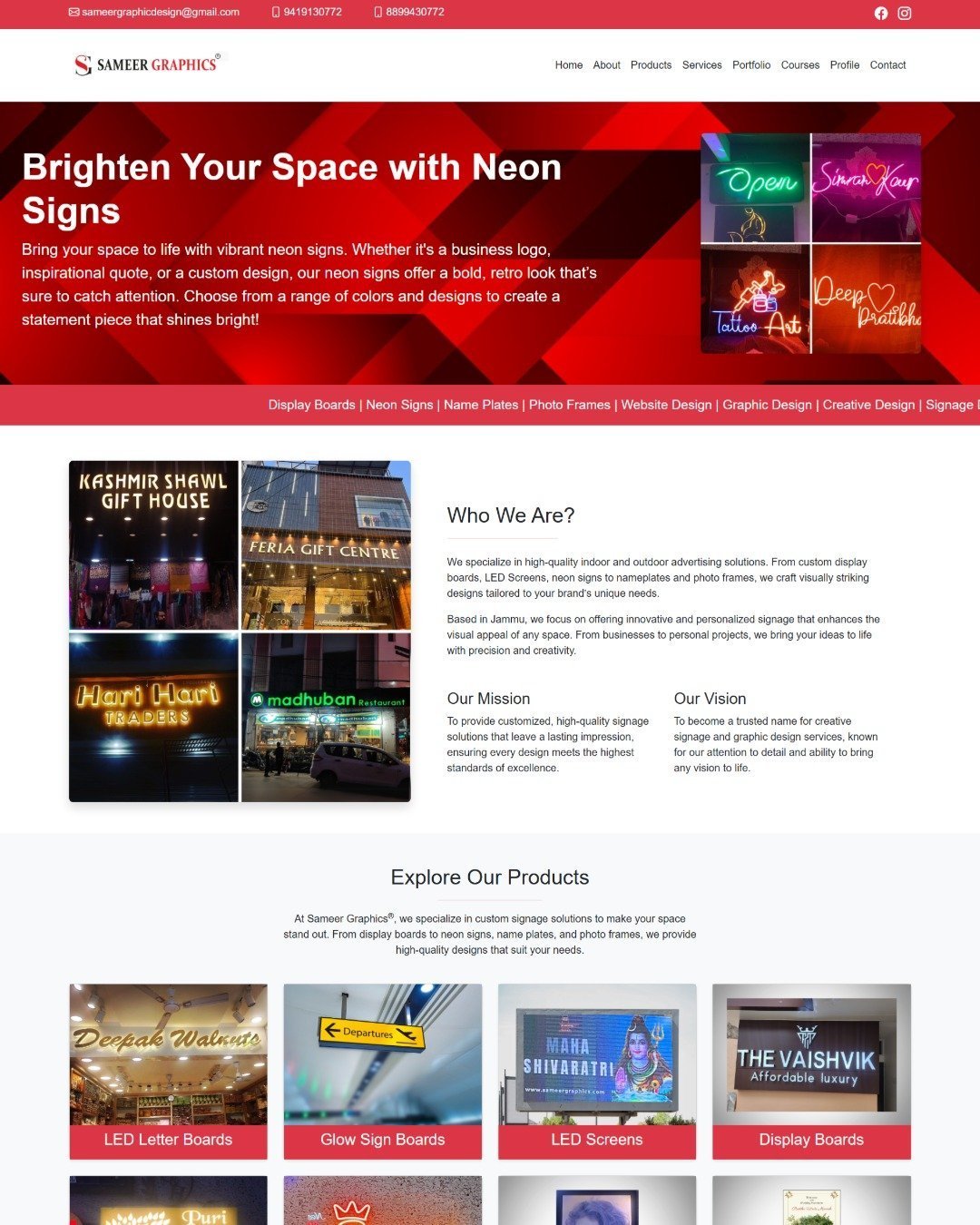 Sameer Graphics & Neon Signs - Web Development Portfolio